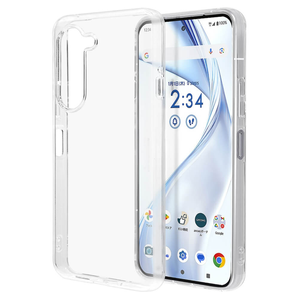 arrows Alpha スマホケース ソフトケース TPU 耐衝撃吸収 クリア 透明 1.3mm ストラップホール 