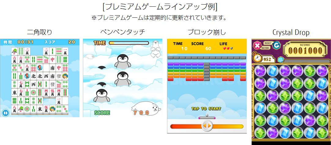 プレミアムゲームラインアップ例
